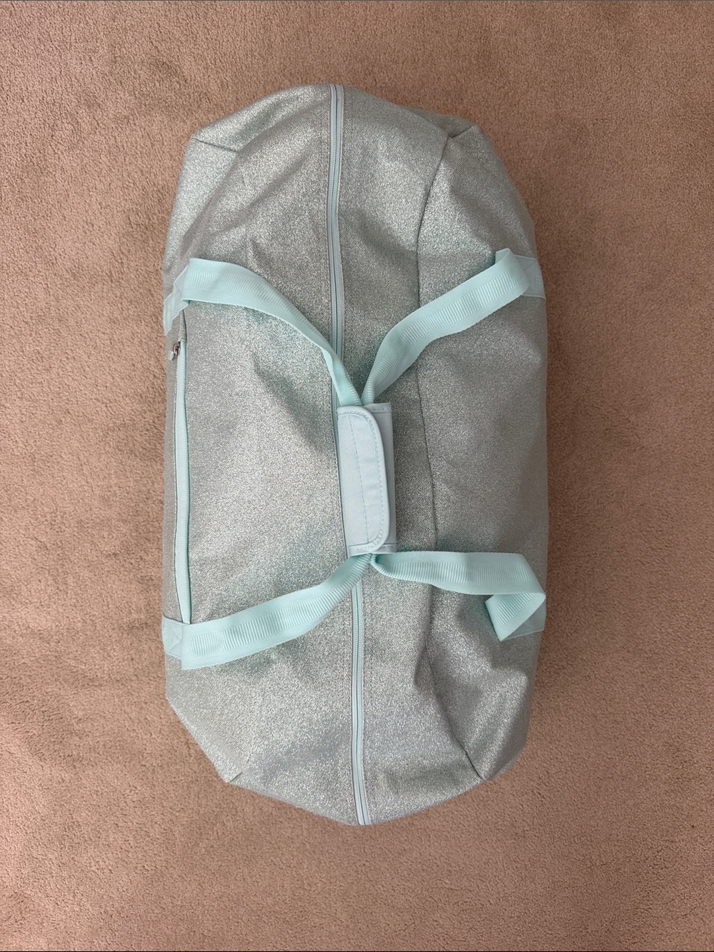 Pottery Barn Kids Glitter Light Green Rolling Travel Duffle